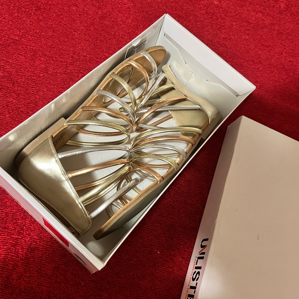 Unlisted Metallic Gold Strappy Heels